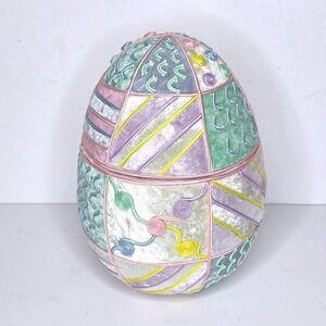 Timeless‎ Treasures Vintage Velvet Pastel Patchwork Easter Egg Trinket Box